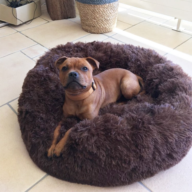 Calming Dog Bed With Luxuriously Soft Faux Fur Cushioning