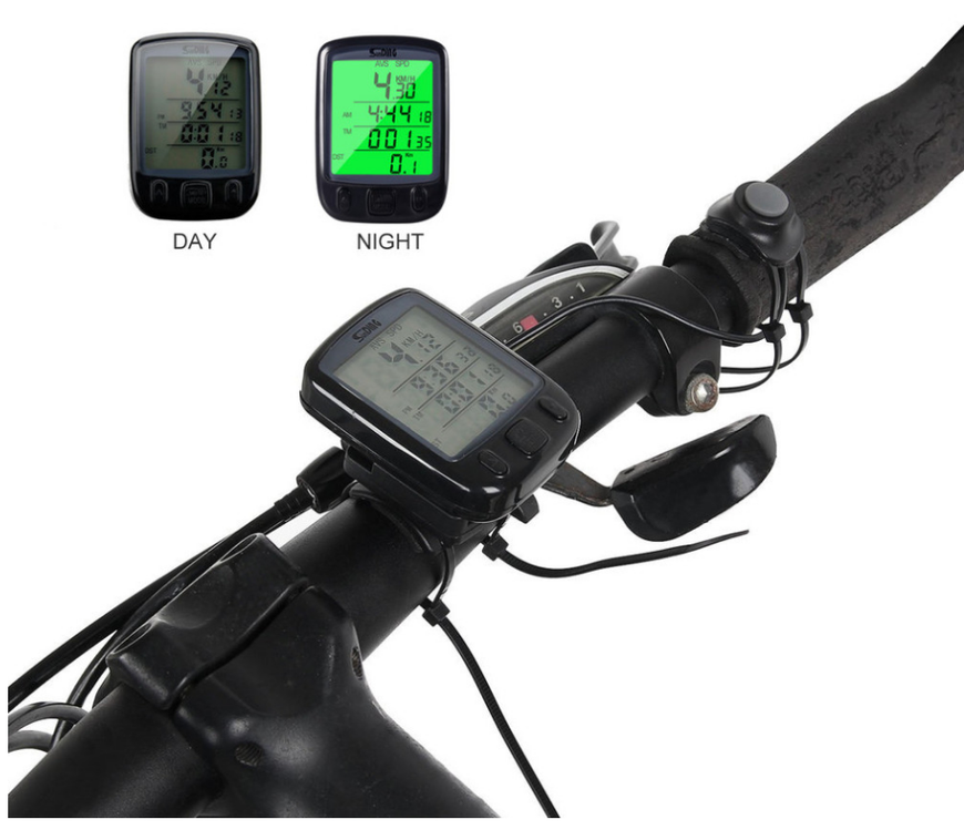 Waterproof Bike Computer With Green Backlit Display