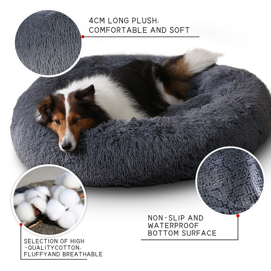 Calming Dog Bed With Luxuriously Soft Faux Fur Cushioning