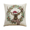 2019 New Christmas Deer Gifts Pattern Cotton Linen Throw Pillow Cushion Cover Car Home Sofa Decorative Pillowcase 45x45cm