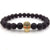 Lava stone bracelet with skull charm for men