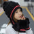 Womens Beenie Hat with Faux Fur PomPom and Glove Set