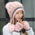 Womens Beenie Hat with Faux Fur PomPom and Glove Set